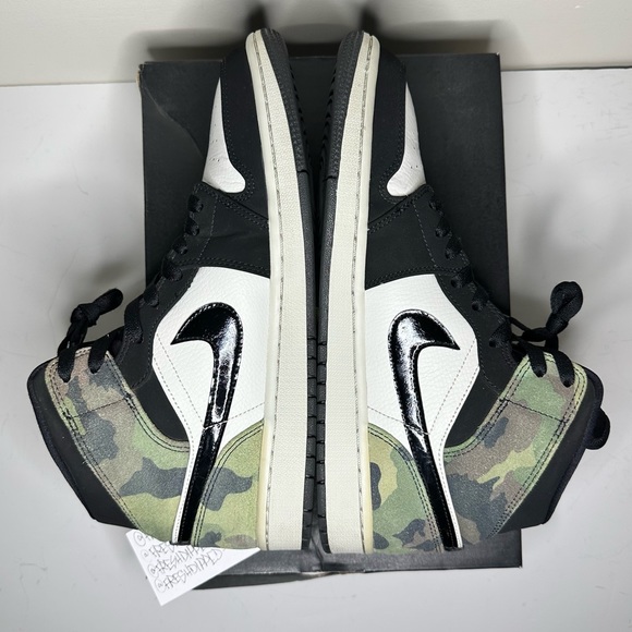 PRE-OWNED 2020 JORDAN 1 MID SE CAMO MENS SZ 10 OG ALL EXTRA CAMO LACES CLEAN - Picture 3 of 16